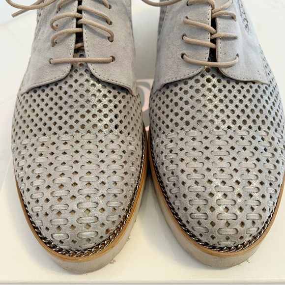 ITALIAN Luca Grossi Sparkly Gray Suede Silver Lace-Up Shoes - Picture 9 of 16